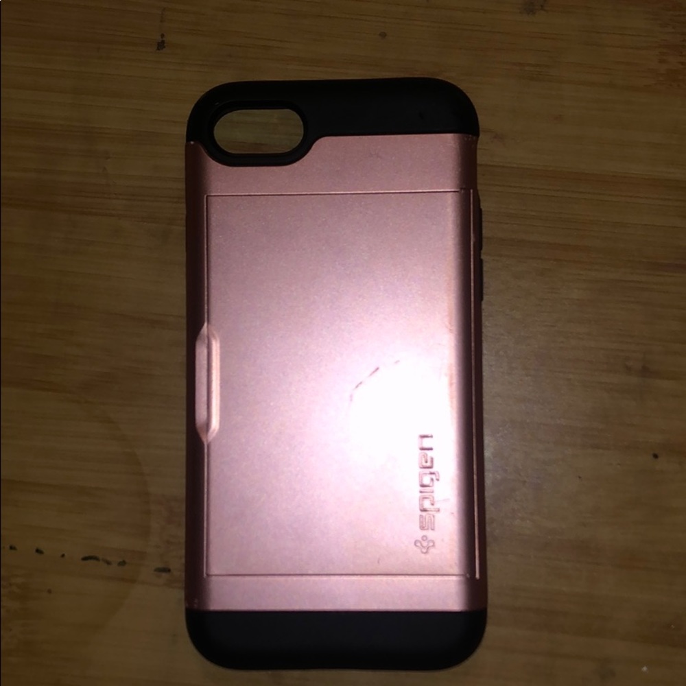 rose gold phone case with pocket for $, cards, etc